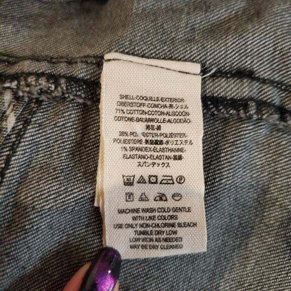 Free People Womens Buckle Strap Denim Moto Jacket Size 0 Black Fade Baddie Punk - Picture 10 of 12